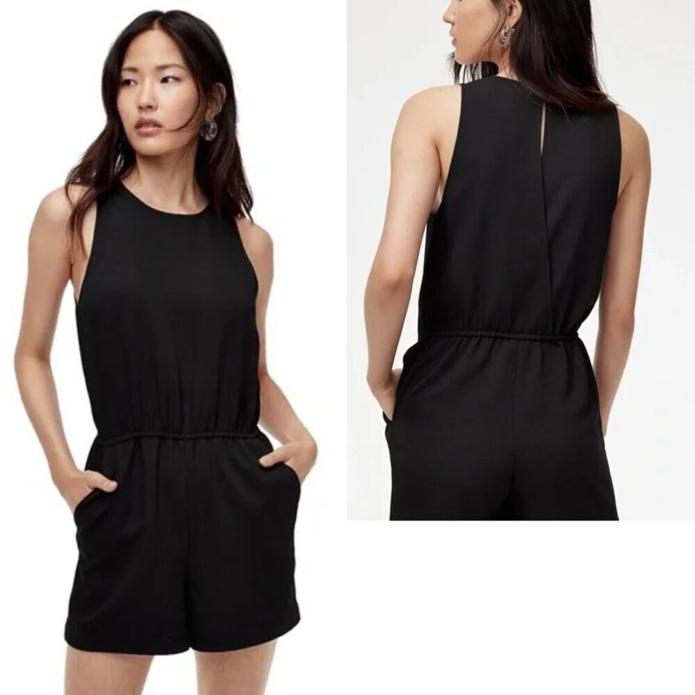 Wilfred Aritzia Rive Black Sleeveless Shorts Romper Size L
